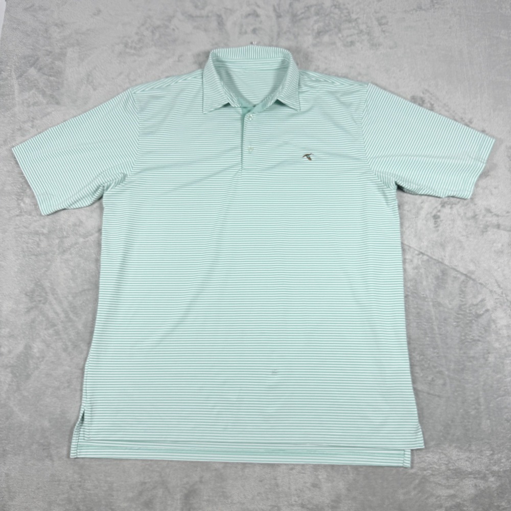 GenTeal Mens XL Polo Shirt Mint Green White Striped Performance Short Sleeve